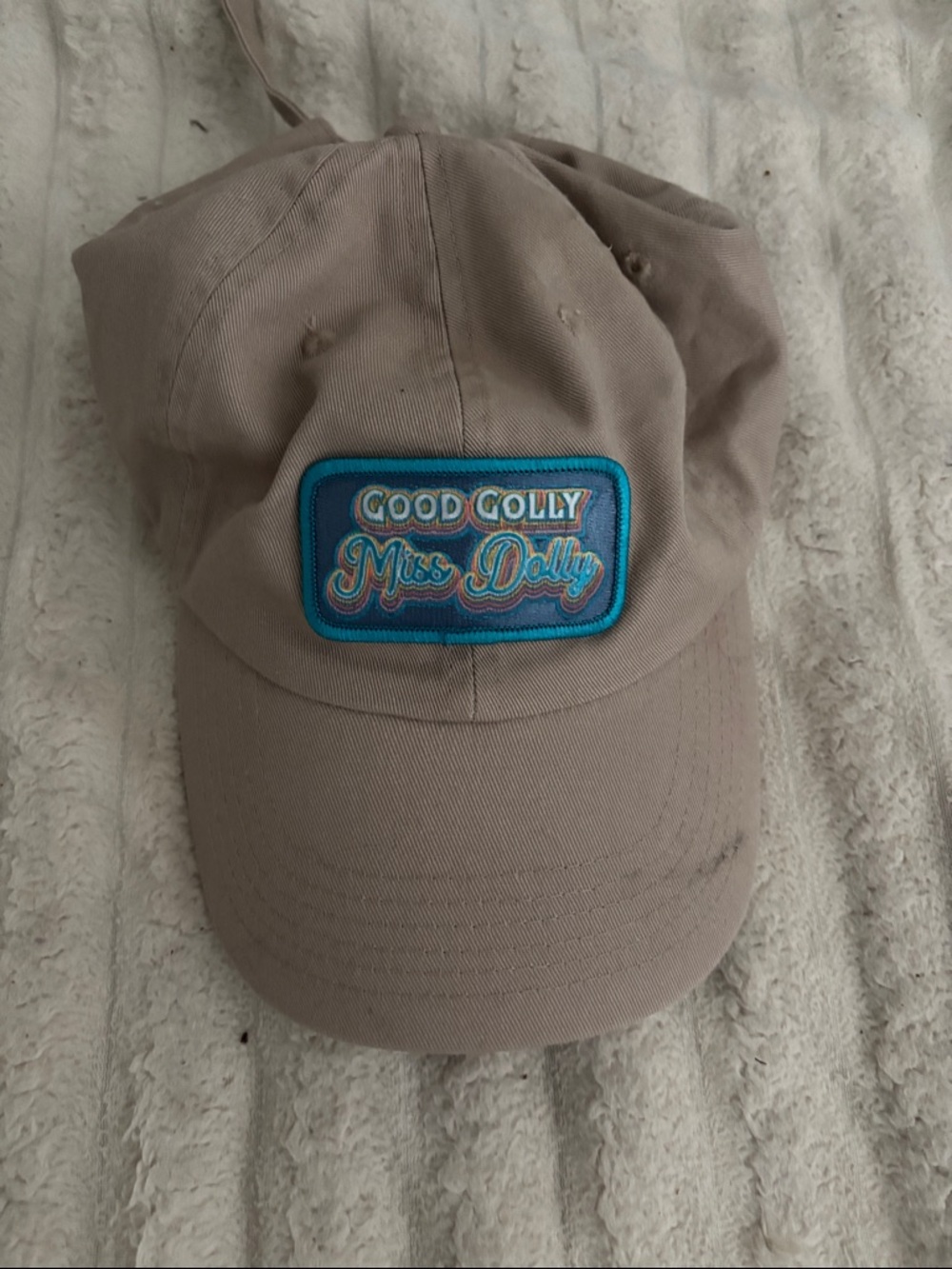 Good Golly Miss Dolly Patch Baseball Hat - Taupe/Blue